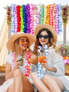10/20/50pcs Hawaiian Lei Necklaces – Colorful Tropical Leis For Dance Parties, Summer Beach & Pool Party Decorations (Assorted Colors) - Multicolor - View 9