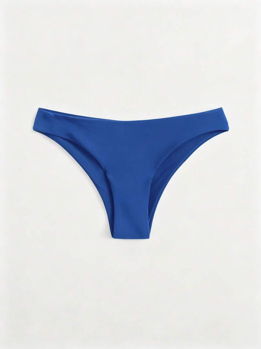 Swim Basics 女款夏季海灘純色時尚比基尼泳褲下身 - 藏蓝色 - 查看 1