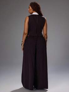 Rustia Plus Size 2 Pieces Set Casual Comfortable Vest Top And Long Pants Set, Spring Summer Autumn - Brown - View 2