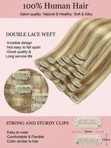7PCS Straight Clip In Hair Extensions 100% Real Human Hair 14-24 Inch 115G Double Weft Invisible Clip Hair Extensions Remy Natural Human Hair For Women Girls Daily Use - S16/22A - View 4