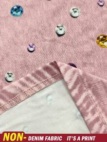 Rovax Conjunto de 2 piezas para mujer con top bandeau y shorts con efecto denim, estampado de strass y abertura lateral - Multicolor - Ver 3