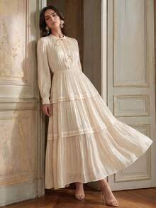 Anewsta Spring/Summer Elegant Festival Casual Vacation Holiday Dress For Women - Beige - View 2