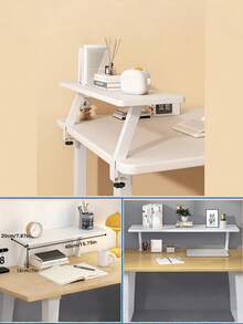 1PC Compact White Floating Desk Shelf NoDrilling Desktop Organizer SpaceSaving Modern Minimalist Storage Rack For Home Office Study Living Room Bedroom Student Dorm Decor Holiday Gift Christmas Birthday Housewarming - White - View 5