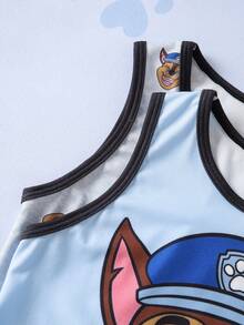 SHEIN | PAW Patrol Young Boy 2pcs Cute Cartoon Dog Print Contrast Binding Tank Top - Blue - View 5