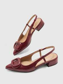 CUCCOO BIZCHIC Damen Flache Schuhe, einfarbiges Design, einfacher Stil, hohe Praktikabilität, vielseitig einsetzbar, geeignet als Frühlingsschuhe in der Weihnachtszeit - Burgunderrot. - Übersicht 9