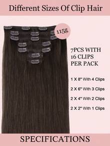7PCS Straight Clip In Hair Extensions 100% Real Human Hair 14-24 Inch 115G Double Weft Invisible Clip Hair Extensions Remy Natural Human Hair For Women Girls Daily Use - S2A - View 3