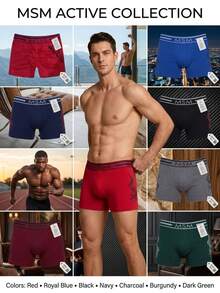 Set Of 12 Pieces Of Men's Comfortable Elastic Boxer Underpants With Lettering Design - Multicolor H - View 3
