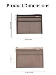 Haus Hana 1/2pcs A5 Transparent Mesh Zipper File Bag, Lightweight Nylon Document Pouch, Semi-Clear Grid Folder Organizer For School, Office, Stationery, Receipts, Homework, Travel Papers & Desk Storage - multicolor - View 3