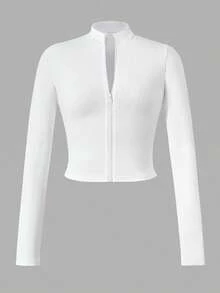 Teen Girl Solid Color Long Sleeve Zip-Up Jacket - Multicolor - View 3