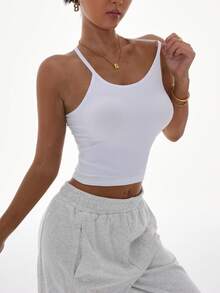 SHEIN 女款素色休閒百搭日常穿著運動細肩帶背心 3件/組 - 彩色 - 查看 6
