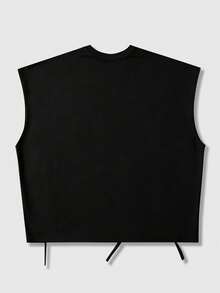 ROMWE MEN Casual Fashion New Men's Character Print Heavy Work Streetwear Style Tank Top Suitable For Daily Wear - Black - View 2