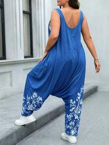 Weeklong Plus Size Women's Floral Print Casual Daily Wear Jumpsuit - Multicolor - View 2