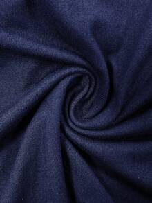 GlowEve CURVE Plus Size Women's Woven Regular Fit Summer Elegant Casual Office Formal Navy Blue Short Sleeve Metal Decor Collar T-Shirt And Shorts 2 Pieces Set - Navy Blue - View 7