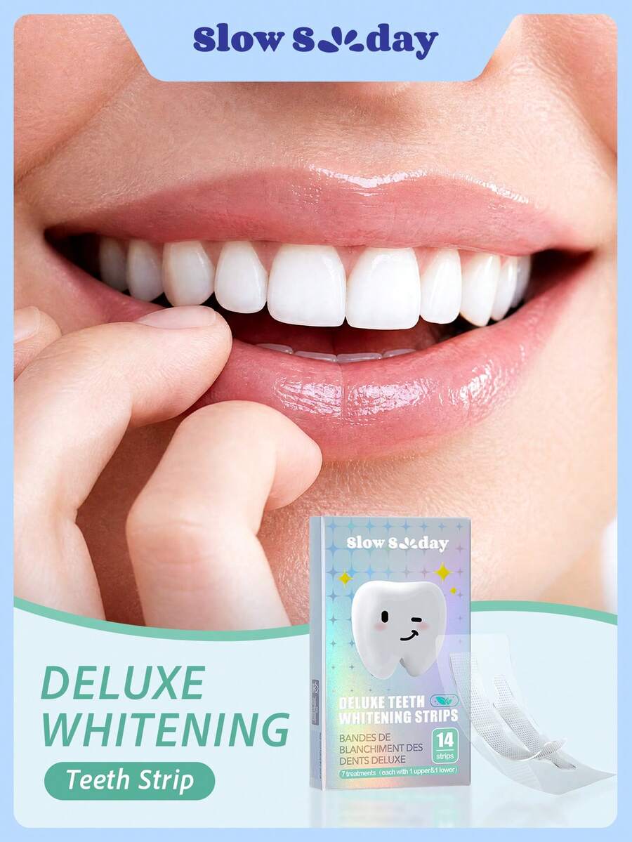 Tiras blanqueadoras de dientes de lujo, menta, deshacerse de las manchas de humo, manchas de café, manchas de té, mantener la boca limpia y blanca, buena opción para vacaciones, playa, artículos esenciales para viajes, adecuados para el cuidado bucal de verano - transparente - Ver 1