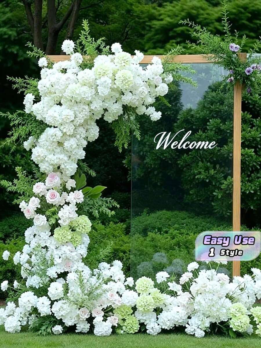 6組12朵白色絲綢人造繡球花附莖,仿真花束,適用婚禮、居家桌面中心裝飾,母親節畢業禮物 - 白色 - 查看 1