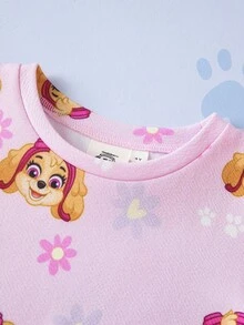 SHEIN | PAW Patrol 少女卡通印花短袖可愛洋裝 - 粉色 - 查看 4