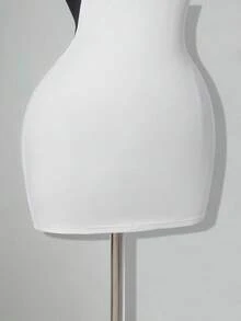 SHEIN ICON 純色 I 字露背性感休閒迷你洋裝 - 白色 - 查看 6