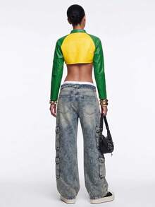 SHEIN ICON 女款立領拼接色休閒百搭日常夾克 - 彩色 - 查看 2