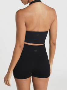 11SKNDS High-Waist Ribbed Knit Seamless Cycling Shorts With Scrunch Back Detail And Tummy Control Waistband - Black - View 4