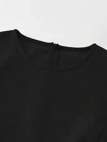 SHEIN Franclia Women's Solid Color Casual Minimalist Party Dress For Summer - Black - View 5