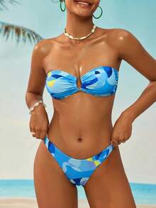 Swim Vcay Women's Colorful Printed Swimsuit Set - Baby Blue - View 3