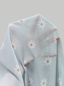 SHEIN PETITE Summer Ditsy Floral Sun Protection Chiffon Blouse - Baby Blue - View 7