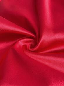 Viva Relle Plus-Size Women's Satin Double-Layered Pleated Spaghetti Strap Sexy Dress - Red - View 8