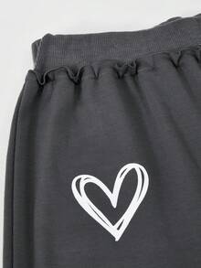SHEIN 青少年女孩秋季穿搭上衣 3件/套圓領套裝，假日穿搭，休閒舒適 - 深灰色 - 查看 7