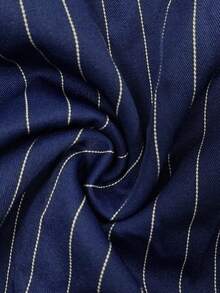 GlowEve CURVE Plus Size Women's Woven Regular Fit Summer Elegant Casual Office Formal Navy Blue Short Sleeve Metal Decor Collar T-Shirt And Shorts 2 Pieces Set - Navy Blue - View 6