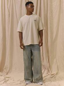 Oversized Graphic "MUSERO RACING" Crew Neck Tshirt Spring Summer Essentials - Apricot - View 5