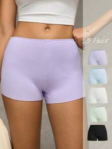 Esseday Set Of 5 Solid Color Boxer Shorts - Multicolor - View 3