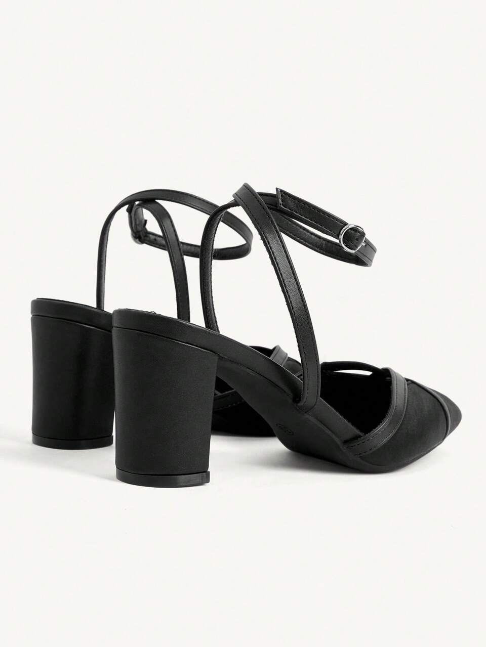 CUCCOO CHICEST Women's Cross Strap Buckle Breathable Mesh Pointed Toe Chunky Heel Summer Pumps Fall Shoes