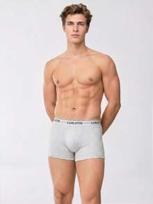 LUVLETTE 3-Pack Cotton Mid Rise Printed Letter Webbing Men's Boxer Briefs-Black - Multicolor - View 15