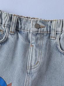 SHEIN | PAW Patrol 1pc Fun Casual Style Young Boy Cartoon Pattern Denim Shorts - Light Wash - View 4