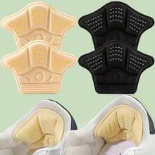 2 Pairs Self-Adhesive Thick Sponge Insoles, Anti-Friction Heel Pads, Suitable For Adjusting Oversized Shoes For A Better Fit. Black/Beige Sports Shoes Protective Pads. - multicolor - View 11