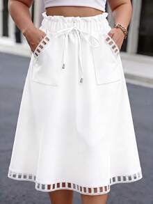 GlowEve CURVE Falda blanca elegante de talla grande para ir al trabajo - Blanco - Ver 3