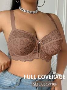 Divavoom Plus Size Lace Underwire Bra, 1pc - Coffee Brown - View 7
