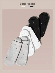 GLOWMODE Arch Support Everyday Socks Gym - White+Grey+Black Polka Dots - View 8