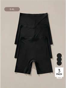 Bralution 3 piezas Pantalones cortos sólidos antiexposición - Negro - Ver 1