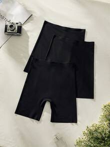 Bralution 3 piezas Pantalones cortos sólidos antiexposición - Negro - Ver 5
