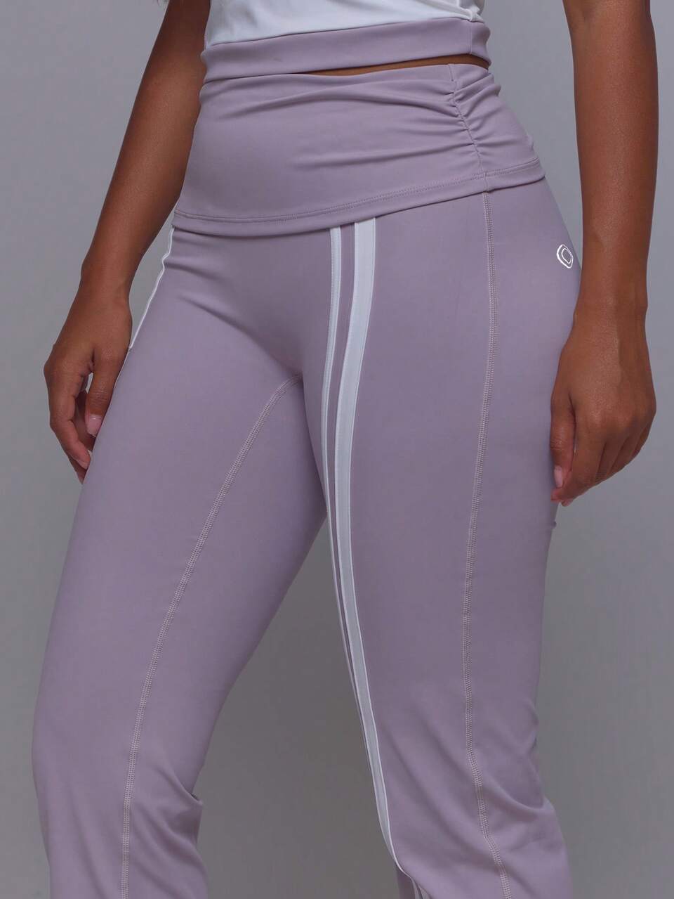 Pantalones rectos con fruncido en el trasero y rayas de color lila, parte inferior de conjunto deportivo para entrenamiento, gimnasio, pilates, fitness, uso diario casual y lindo, Void