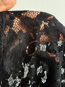 Viva Relle Plus Size Long Lace Shawl Elegant 2 Pieces Set Fall - Black - View 8
