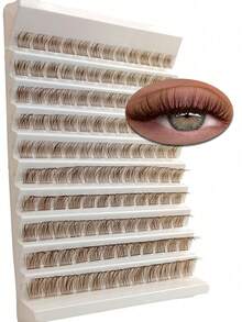 120 Clusters Brown D Curl Lashes, Lightweight Soft & Fluffy, For Natural Or Dense Makeup Look, Essential Beauty Tool - D - View 2