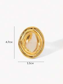 Opalesca Cincin Terbuka Geometris Berlapis Emas 18k, Perhiasan Asimetris Mewah Ringan Bergaya - Yellow Gold - View 9