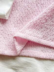 Vintaside Kids 2pcs/Set Baby Girl Comfortable Casual Fashion Pink Textured Fabric Contrast White Collar Cute Bow Embroidery Long Sleeve Top And Denim Shorts 3D Bow Fashion Versatile Two Pieces Outfit Suitable For Spring And Autumn Daily Wear - Multicolor - View 9