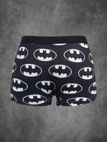 BATMAN X SHEIN Tween Boy Cartoon Print Boxer Briefs, Comfortable Casual - Black - View 4