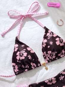 Elavelle Springbreak 女款沙灘裝 夏季女裝 純色細肩帶性感比基尼套裝 - 彩色 - 查看 5