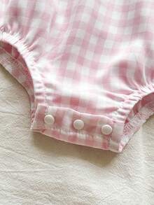 SHEIN Vintaside Kids 女嬰田園風刺繡娃娃大領結蝴蝶結可愛荷葉邊鬆緊袖口長袖連身衣 秋季 - 粉色 - 查看 9