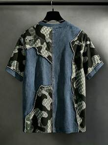 Manfinity Homme 男士大尺碼休閒舒適時尚T恤，優雅百搭上衣 - 彩色 - 查看 2