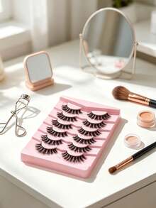 FindLove 7 Pairs Natural Crossing Faux Mink Eyelashes, Lightweight & Fluffy, Handmade, 10-16mm, Ultra-Light, Natural Look, Individual False Eyelashes, Suitable For Makeup - cross model - View 7